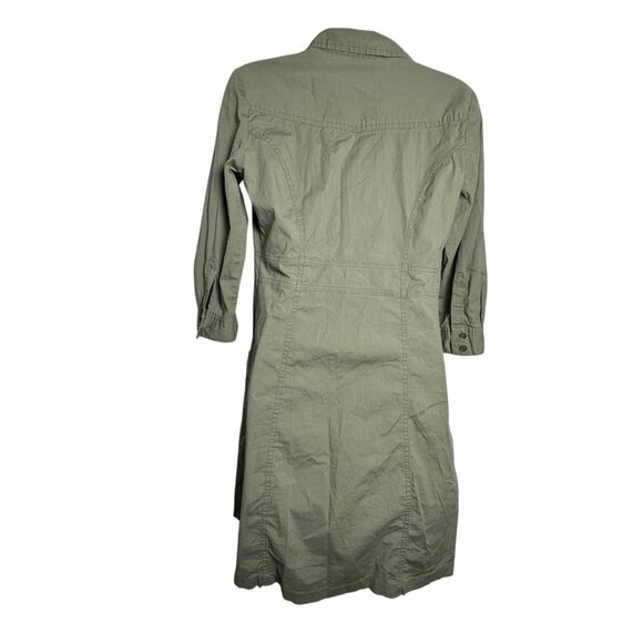 MNG By Mango Olive Green Button Front Cargo Dress Size Medium - Picture 3 of 9